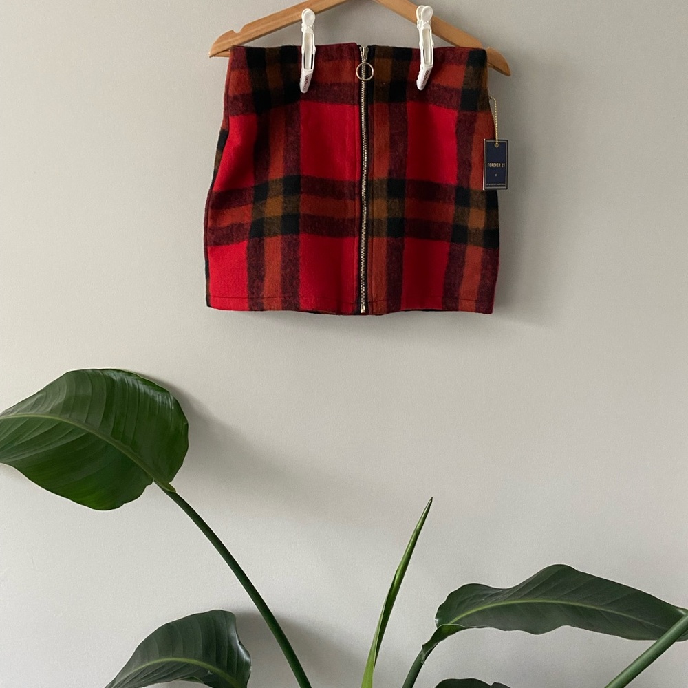 Forever21 Plaid Mini Zip Skirt